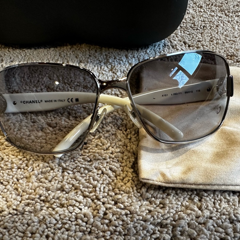 Chanel Square Sunglasses in Black and Cream
